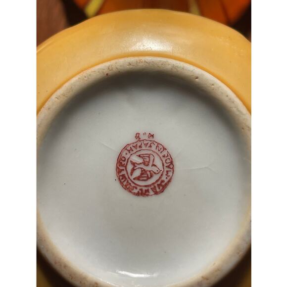 Seiei & Co. Japanese Lusterware Orange Tulip Sugar / Condiment Bowl - Picture 4 of 4